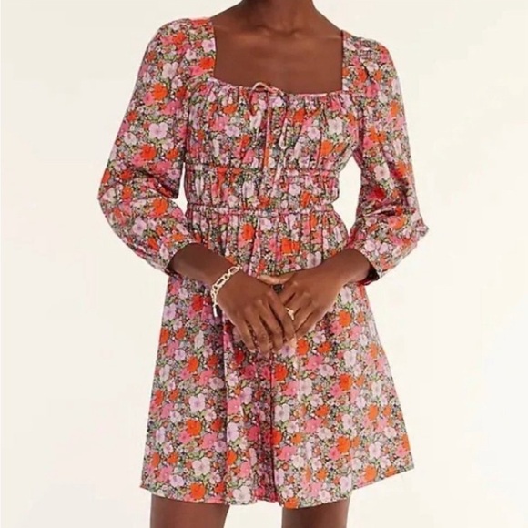 J. Crew Cinched-waist Organic Cotton Dress in Liberty® Meadow Song  NWT - Picture 2 of 7